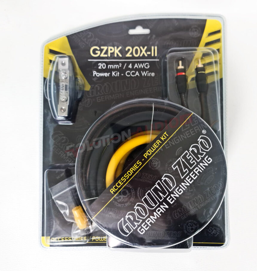 GZPK 20X-II Kit De Câblage Ground Zero 4 AWG - Câble CCA Haute Qualité Avec Fusible Et RCA