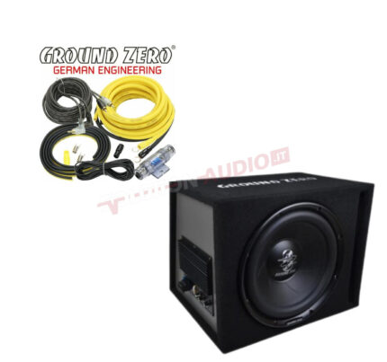 Ground Zero GZIB 20BR-ACT Subwoofer Amplificato e Kit Cavo GZPK 10XLC-II Kit di installazione con cavo di alimentazione/segnale
